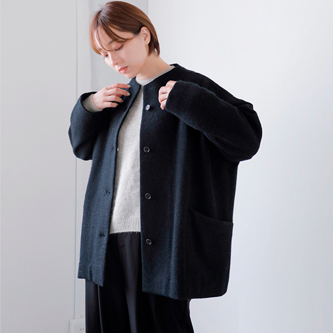 evam eva エヴァムエヴァ プレス ウール ショートコート e253k090-mn