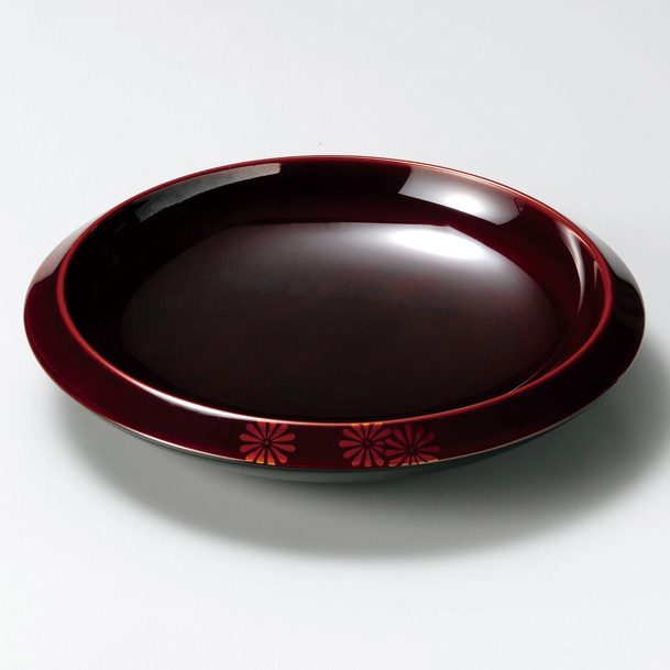 菓子鉢 8.0 菊白檀 透溜 木製 漆塗り 12-07803 漆器の井助