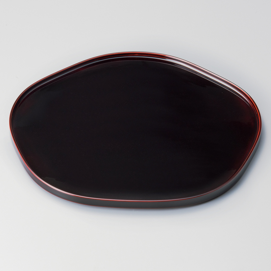 梅形膳 12.0 溜/黒 木製 漆塗り ランチョンマット・折敷 11-09205