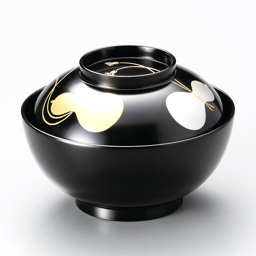 雑煮椀 瓢箪 朱/黒 漆塗り 12-01103/01104 漆器の井助