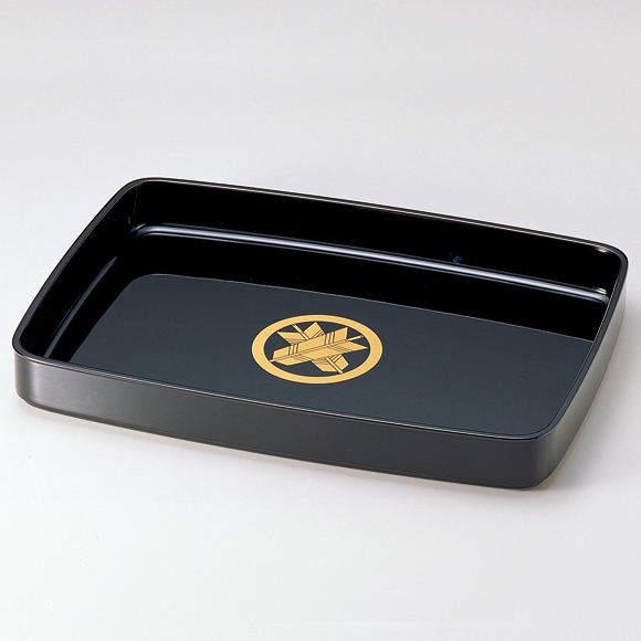 広蓋 13.0 3寸紋入り 黒 漆塗り・木製 11-16704 (製造中止) 漆器の井助