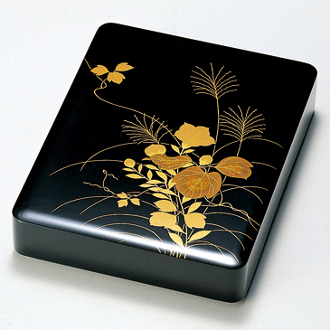 硯箱 秋草 黒 漆塗り・木製 11-14202 (製造中止) 漆器の井助