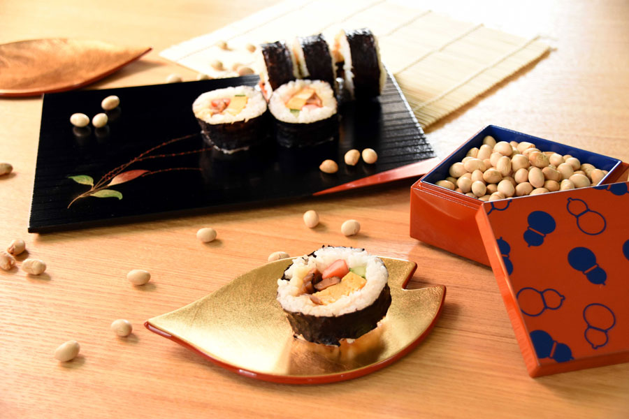 盛皿 隅折 水引草 黒 5枚セット 木製 中皿 11-08007【製造中止】 漆器