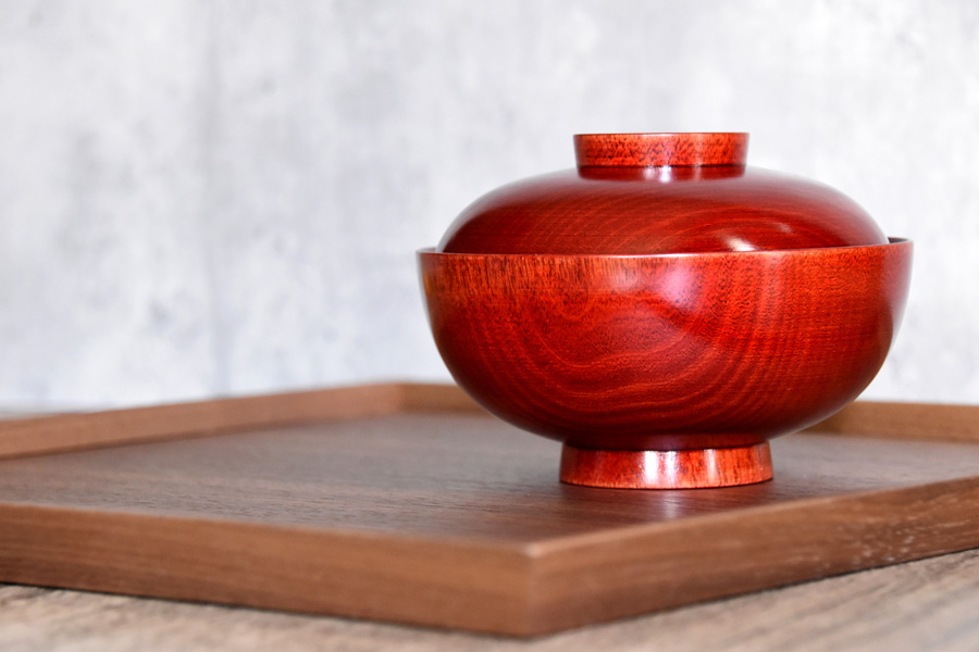 吸物椀 桜 茜 木製 漆塗り 漆器の井助