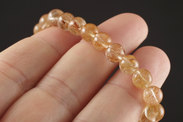 ルチル水晶7mm玉ブレスレット 天然石販売 名取貴石 天然石・国産