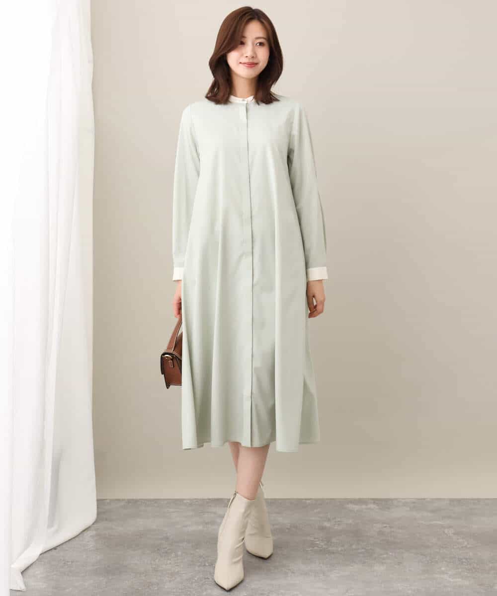 配色デザインAラインシルエットワンピース/洗える(ワンピース) | MK