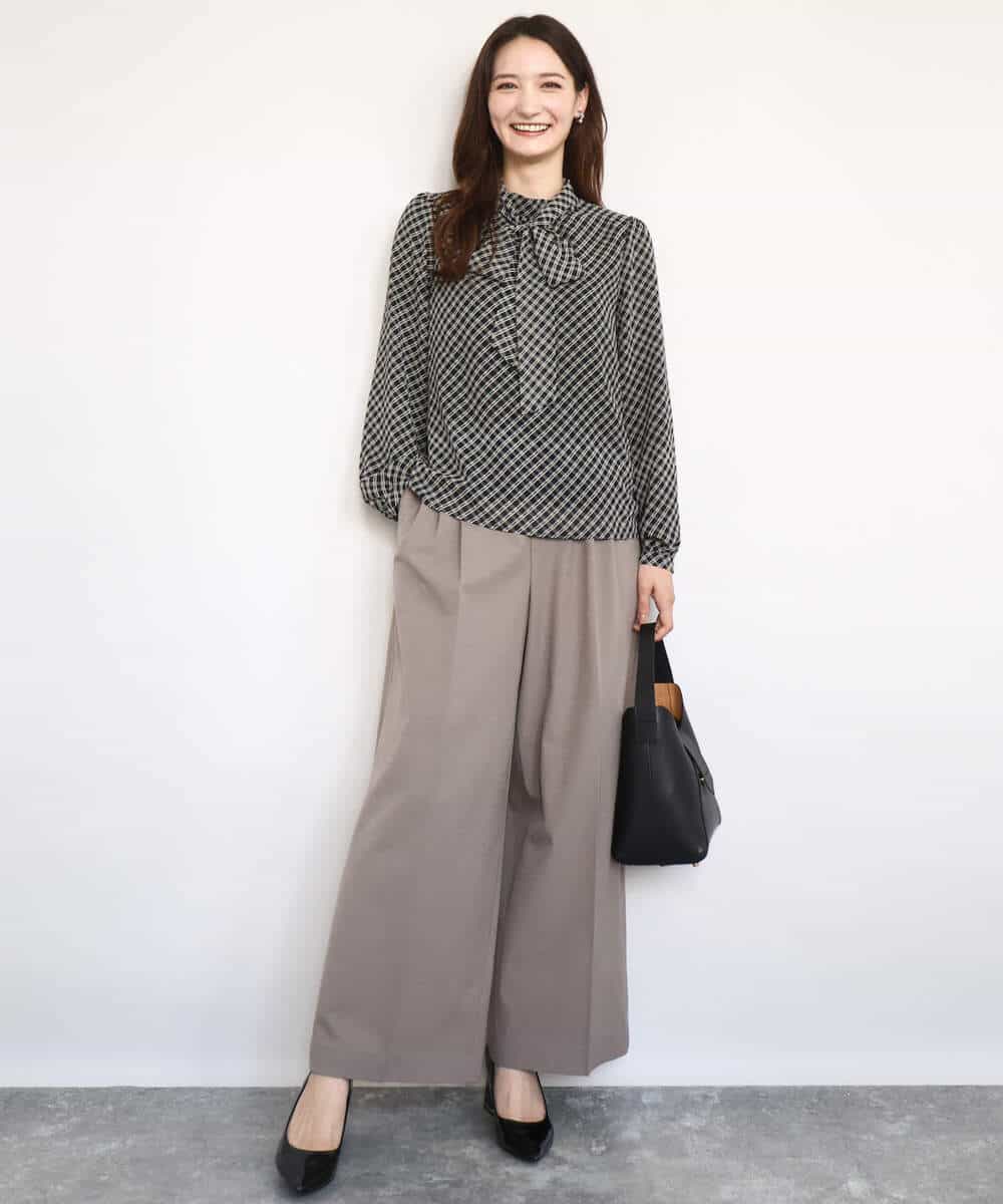 チェック柄ボウタイシフォンブラウス/洗える(ブラウス・シャツ) | MK