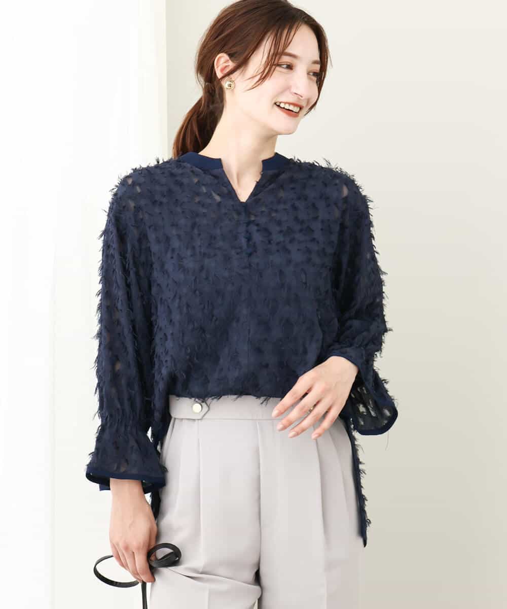フリンジカットジャガードブラウス/洗える(ブラウス・シャツ) | MK