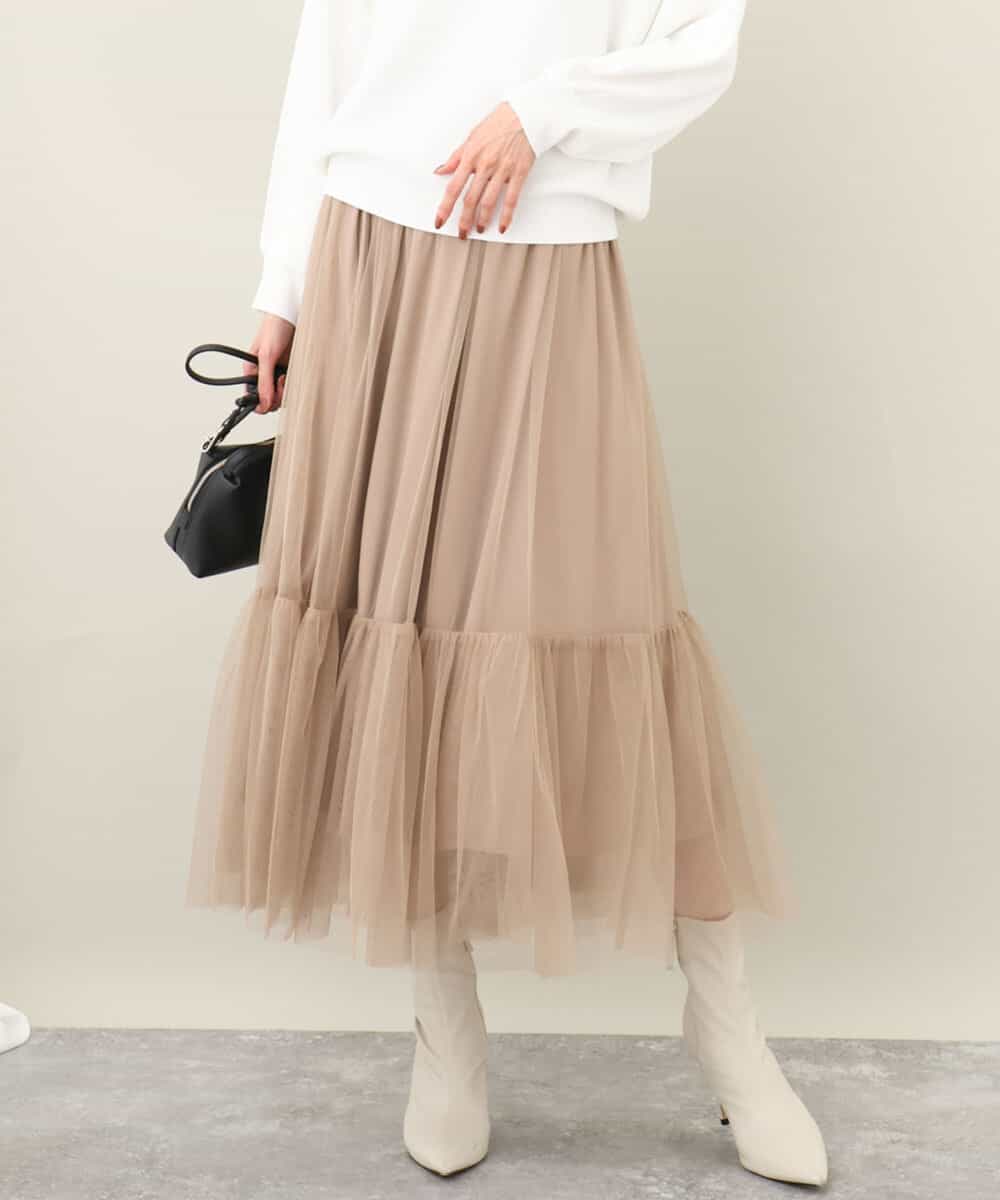 ティアードチュールスカート/洗える(ロング・マキシ丈スカート) | MK