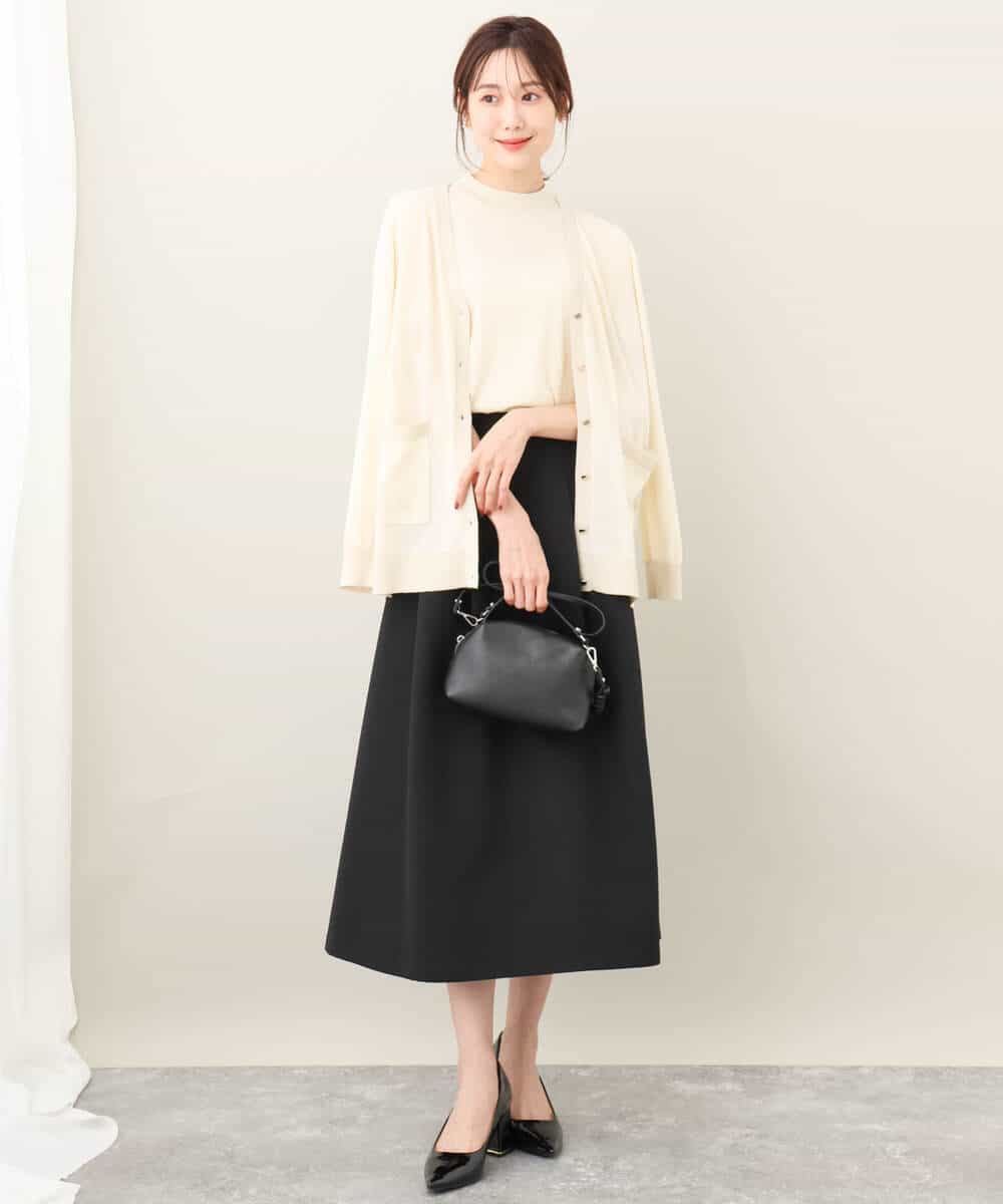 千鳥ジャガードタックフレアスカート/洗える(ロング・マキシ丈スカート