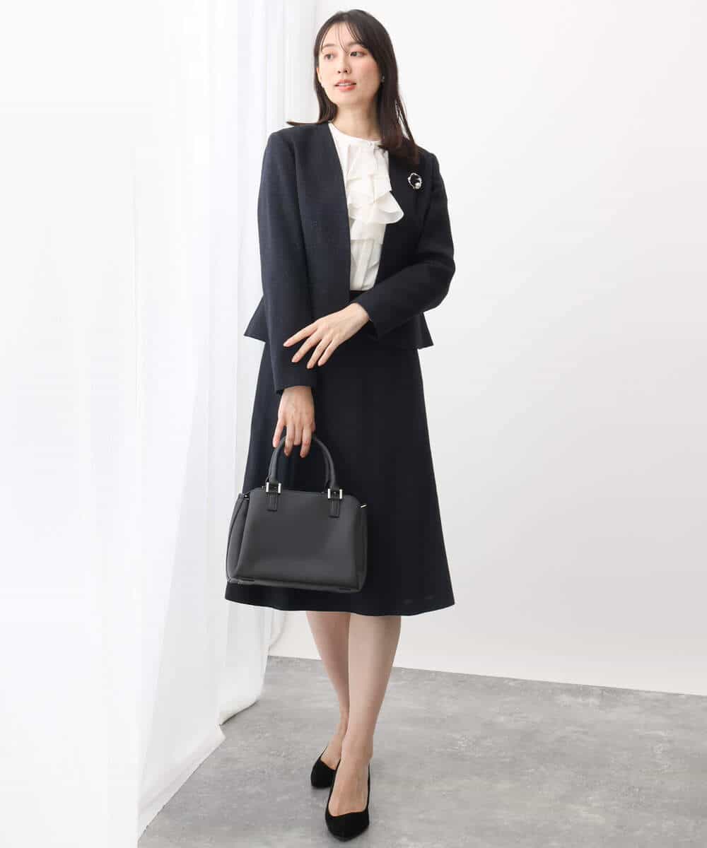 ラメツイードフレアスカート/セットアップ対応/洗える(ひざ丈スカート