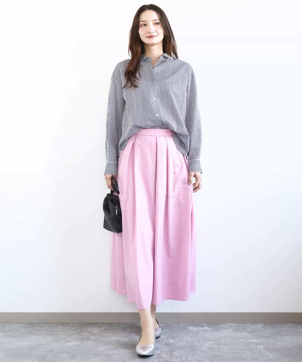 タックフレアスカート（無地）/洗える(ロング・マキシ丈スカート) | MK