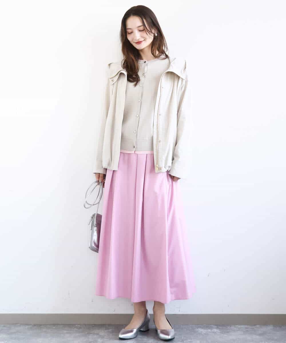 タックフレアスカート（無地）/洗える(ロング・マキシ丈スカート) | MK