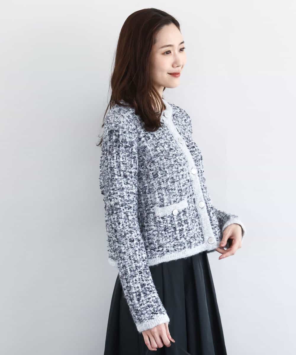 ツイードニットジャケット/洗える(ノーカラージャケット) | MK MICHEL