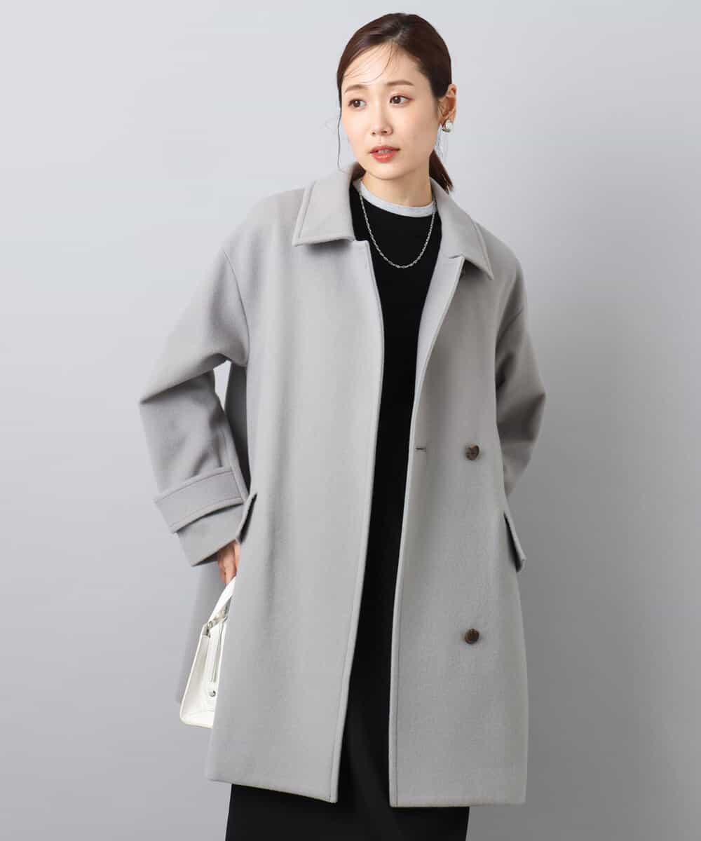 SUPER100sウール スタンドカラーミドルコート(その他のコート