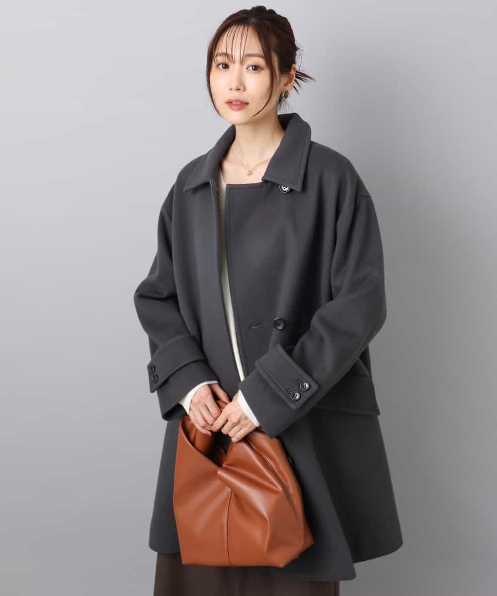 SUPER100sウール スタンドカラーミドルコート(その他のコート