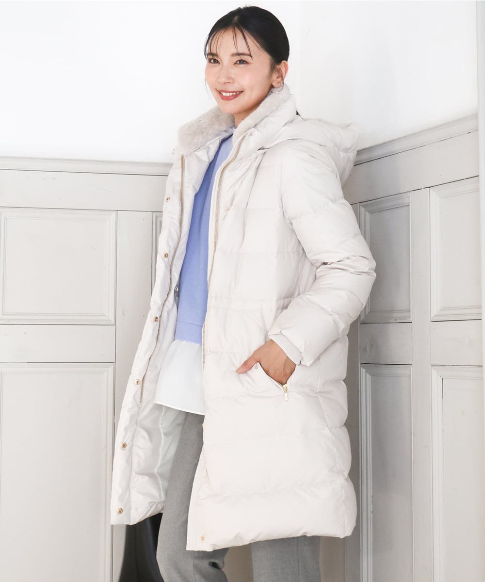 ベーシックタフタ ロングダウンコート/撥水加工(ダウンジャケット