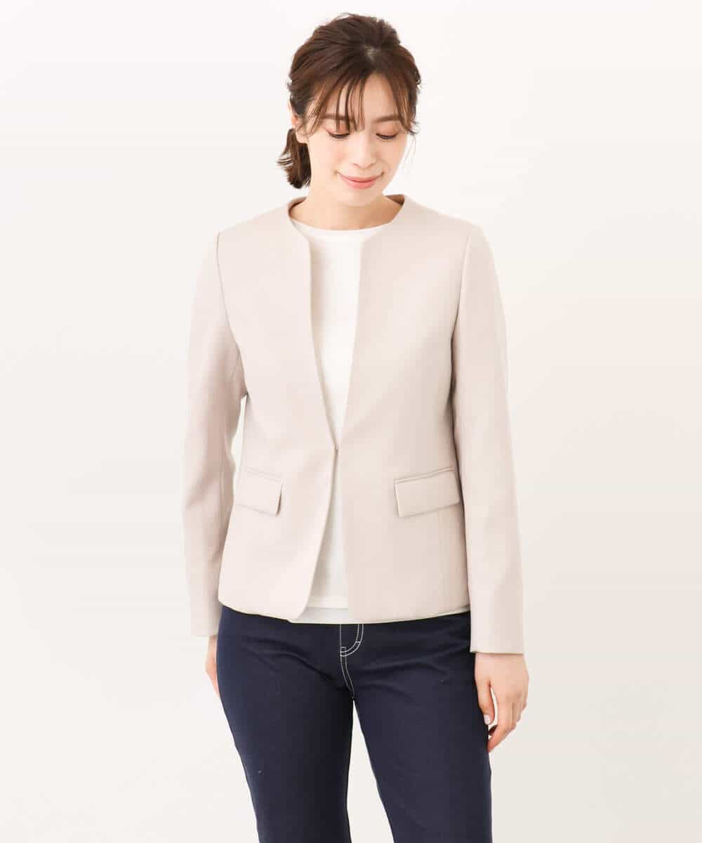 セットアップ対応]カラーレスジャケット/洗える(ノーカラージャケット