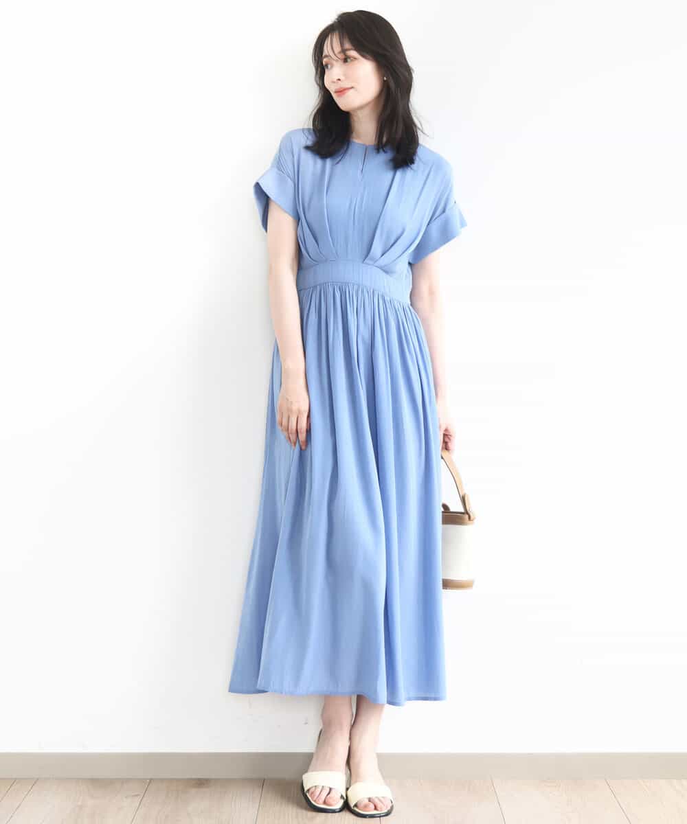 ウエスト切り替えキーネックワンピース/洗える/WEB限定(ワンピース