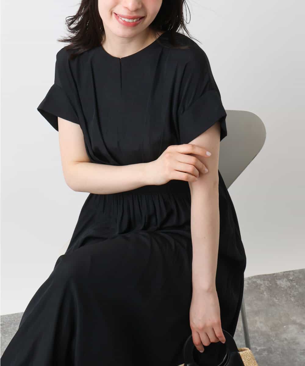 ウエスト切り替えキーネックワンピース/洗える/WEB限定(ワンピース