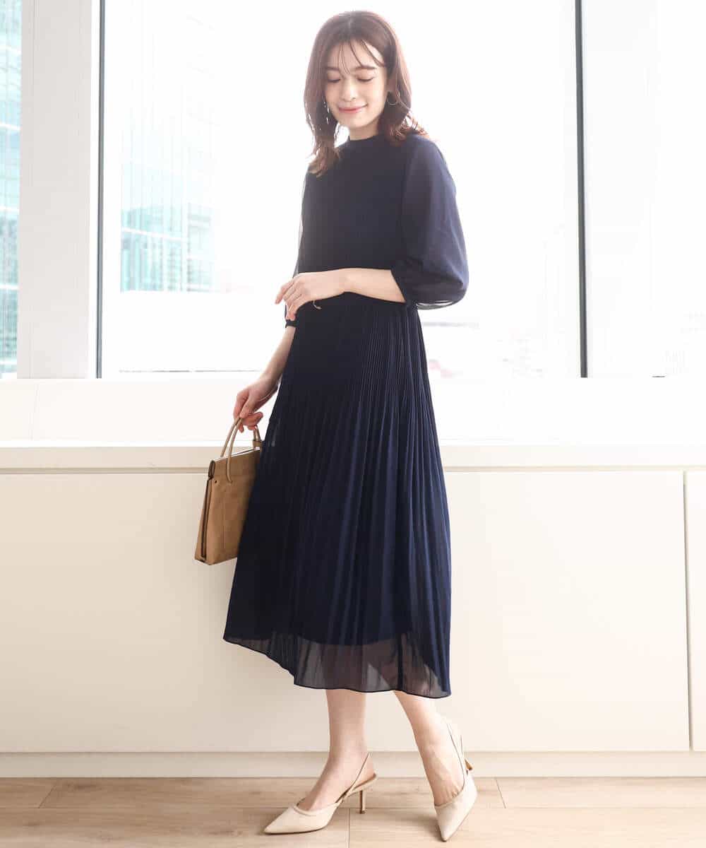 シフォンプリーツワンピース/洗える/WEB限定サイズあり(ワンピース