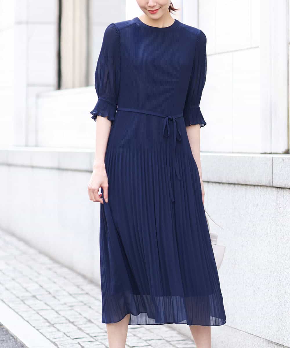 シフォンプリーツワンピース/洗える(ワンピース) | OFUON le MK