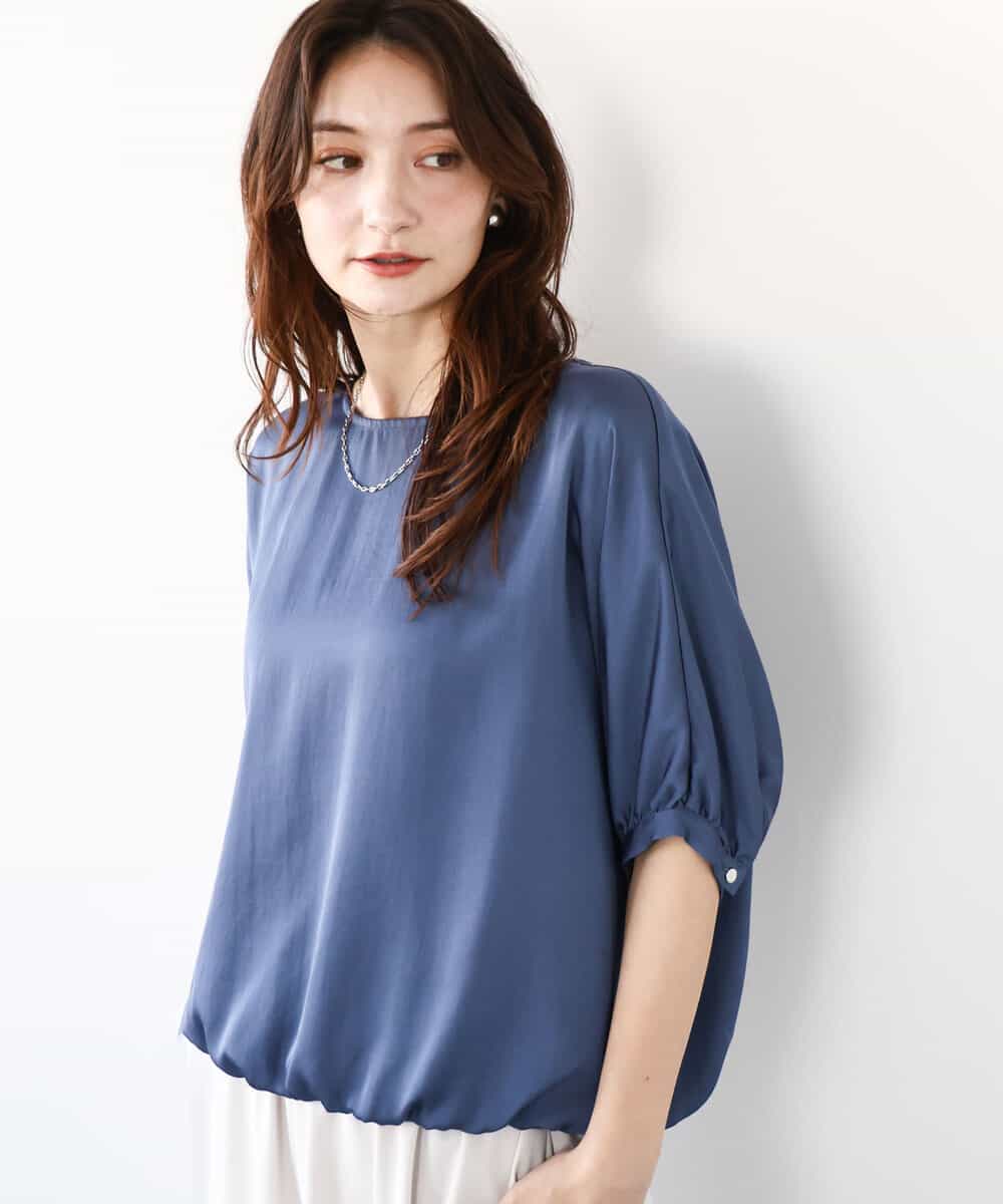 ドルマンスリーブサテン地ブラウス/洗える(ブラウス・シャツ) | MK