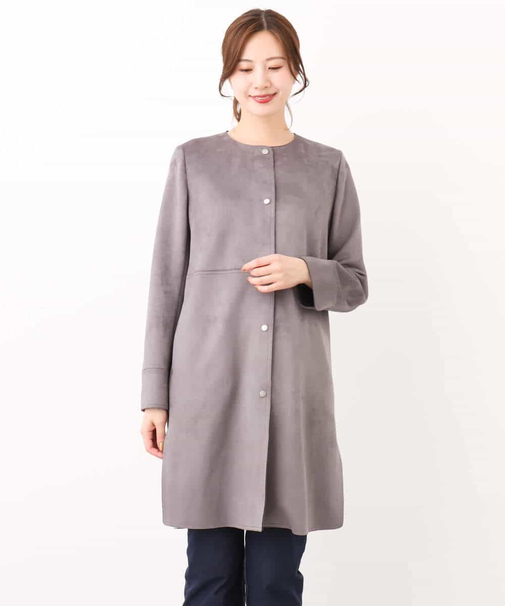 フェイクスウェードノーカラーコート/洗える(ノーカラーコート) | MK