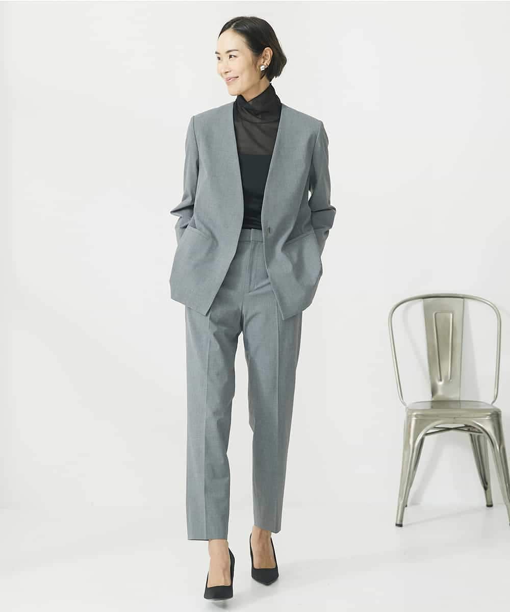 ストレッチノーカラージャケット(セットアップ対応/3サイズあり)(ノー