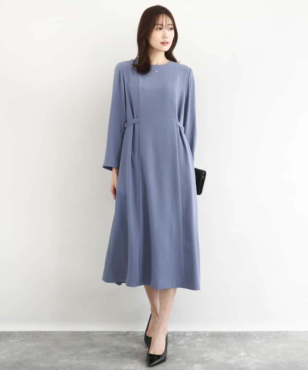 サテンジョーゼット サイドベルトワンピース/洗える(ワンピース) | MK