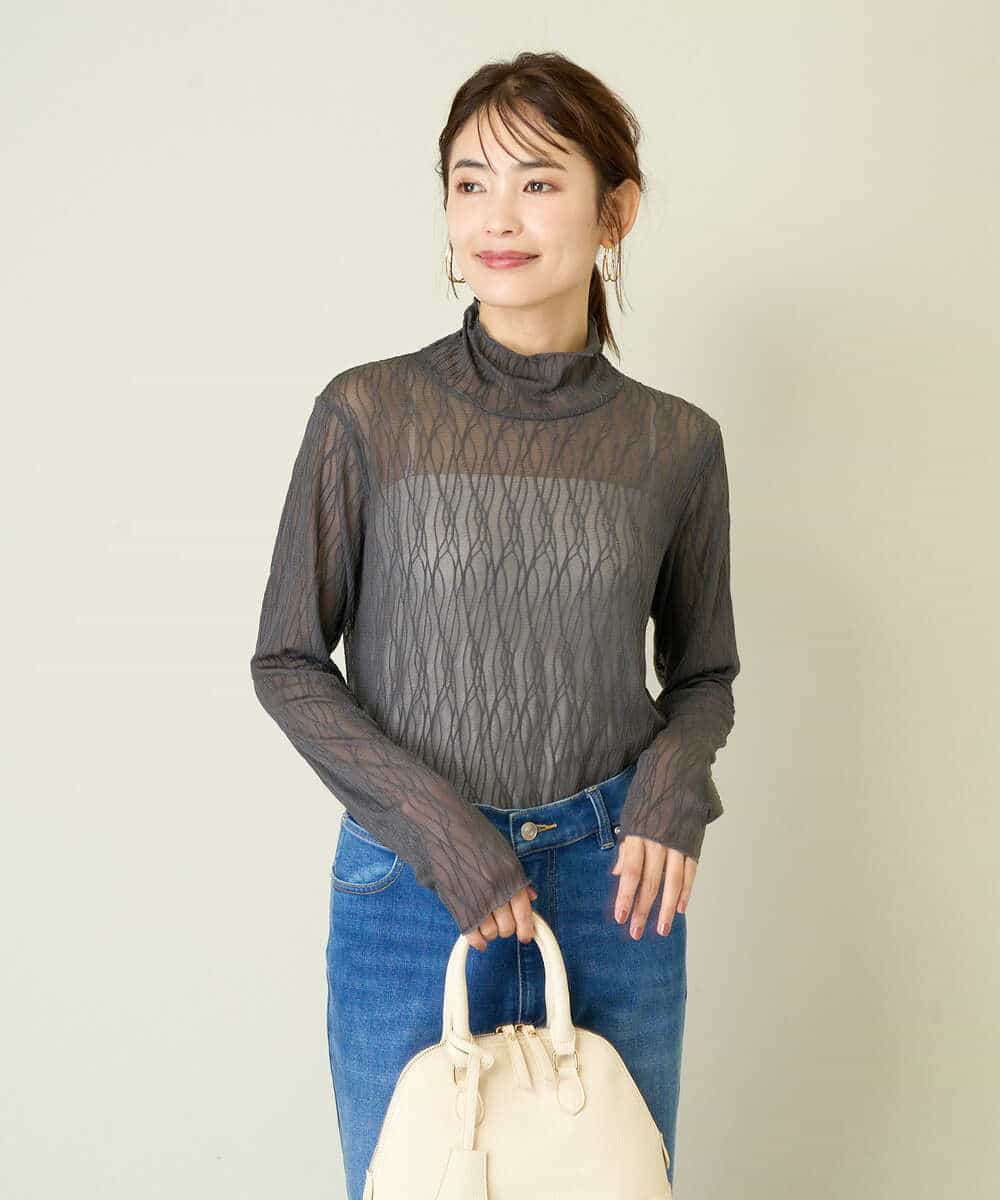 シアーウェーブハイネックトップス(カットソー・Tシャツ) | a.v.v(アー