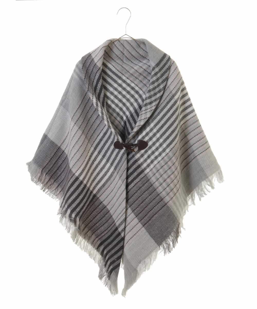 2WAY/洗える】トグル付きチェック柄大判ストール(ストール・マフラー