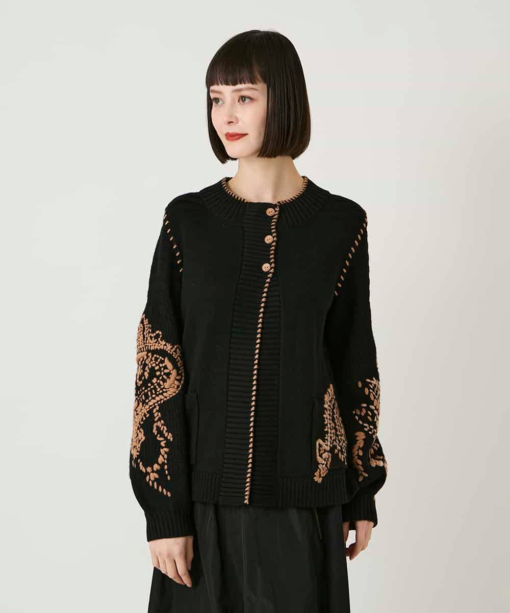 ペイズリー刺繍ニットカーディガン(カーディガン) | HIROKO BIS(ヒロコ