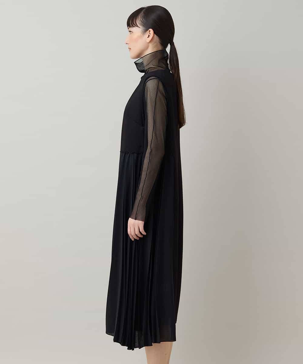 異素材プリーツロングベスト/日本製/洗える(ベスト・ジレ) | HIROKO