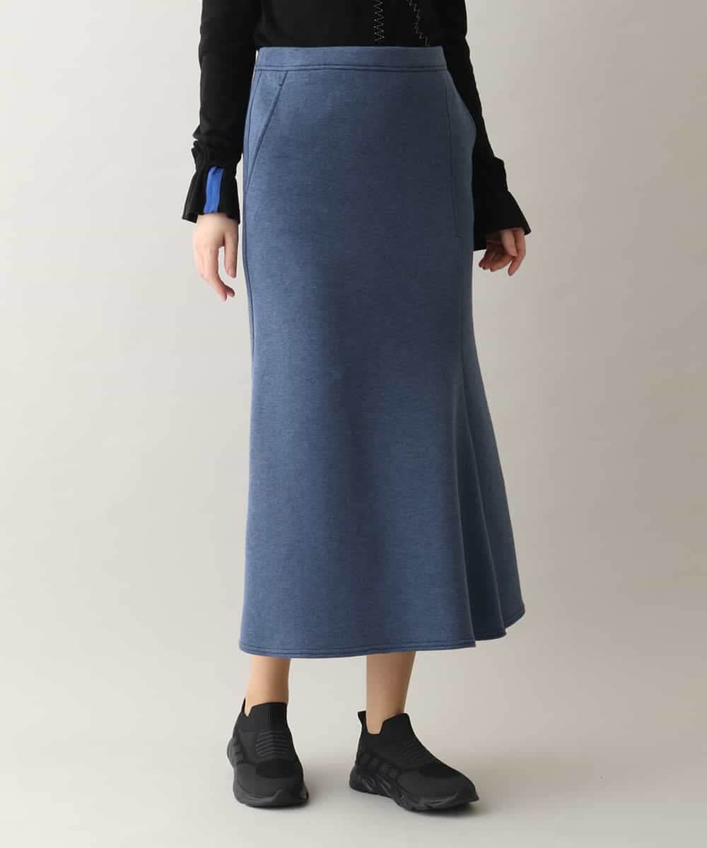 デニム風ダンボールニットスカート/洗える(ロング・マキシ丈スカート