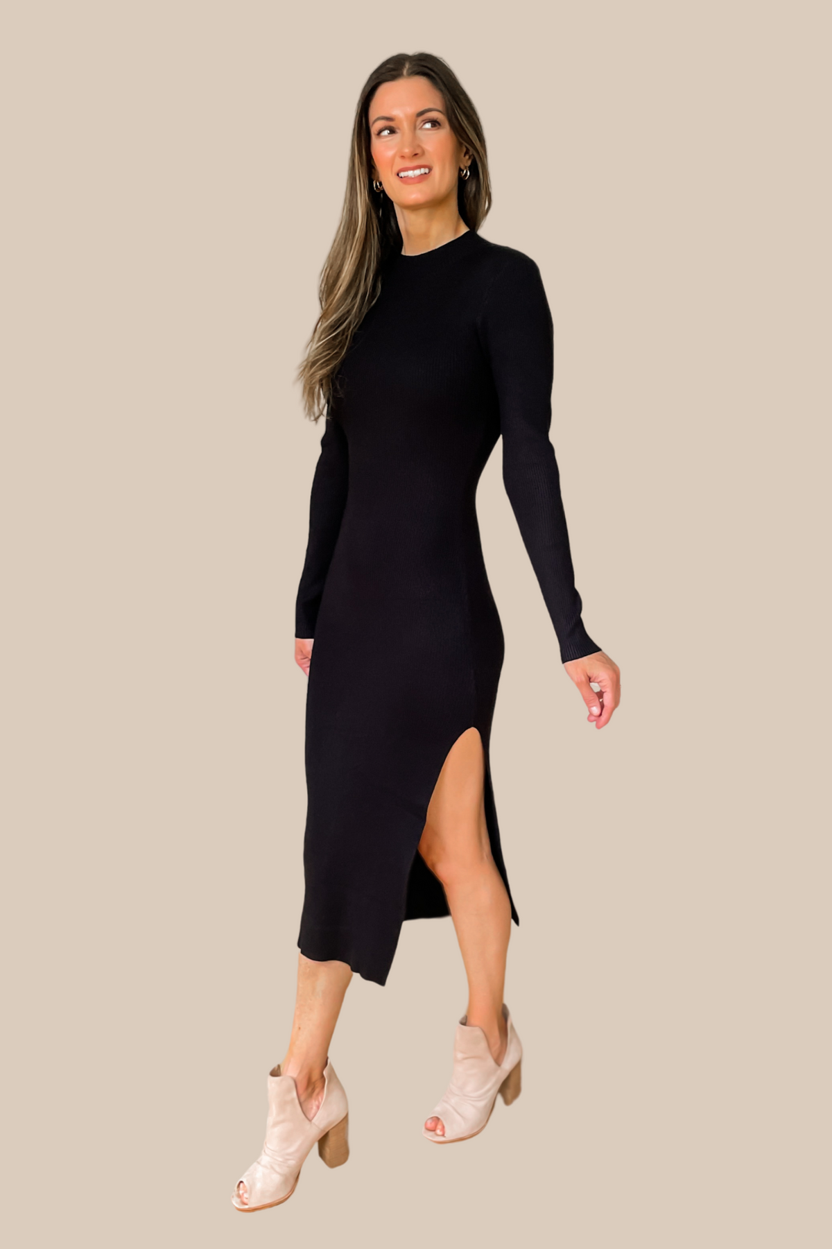 Never Impossible Ribbed Midi Sweater Dress - Black - SALE – Ivy