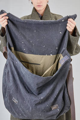 ZIGGY CHEN - Wide Cross Body Sack Bag In Hand Dyed Cotton Denim