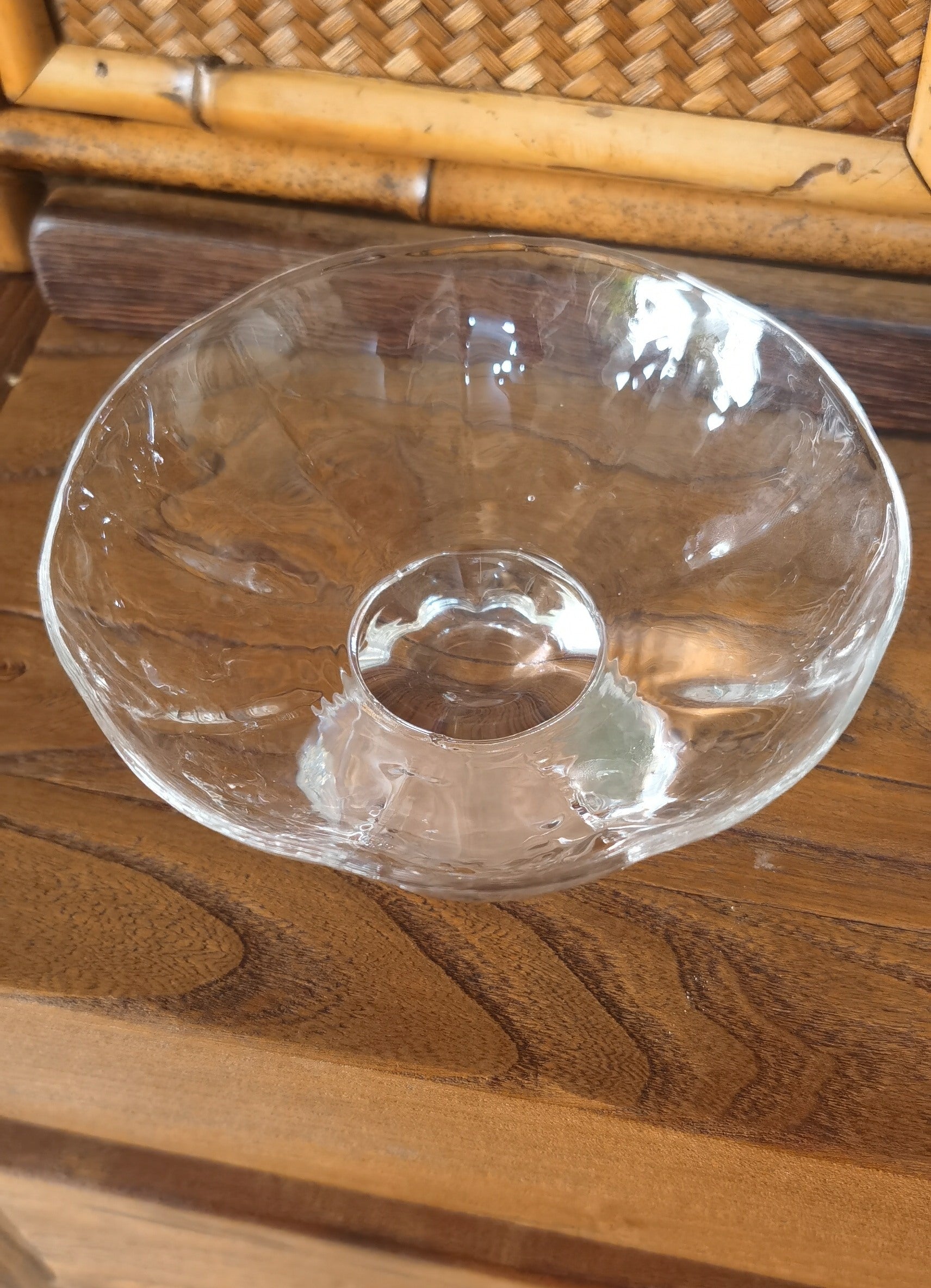 IwaiLoft 16cm 高台 トレー 丸い ガラス 皿 透明 お盆 おしゃれ 小皿