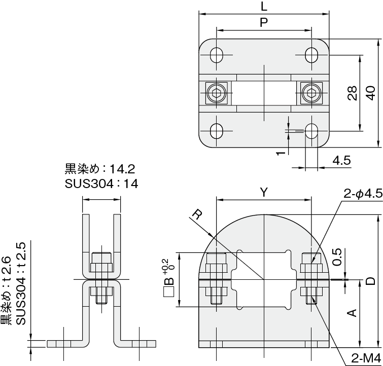 シャフトブラケット 角シャフト用 フランジ付タイプ ｜ 機械部品・FA