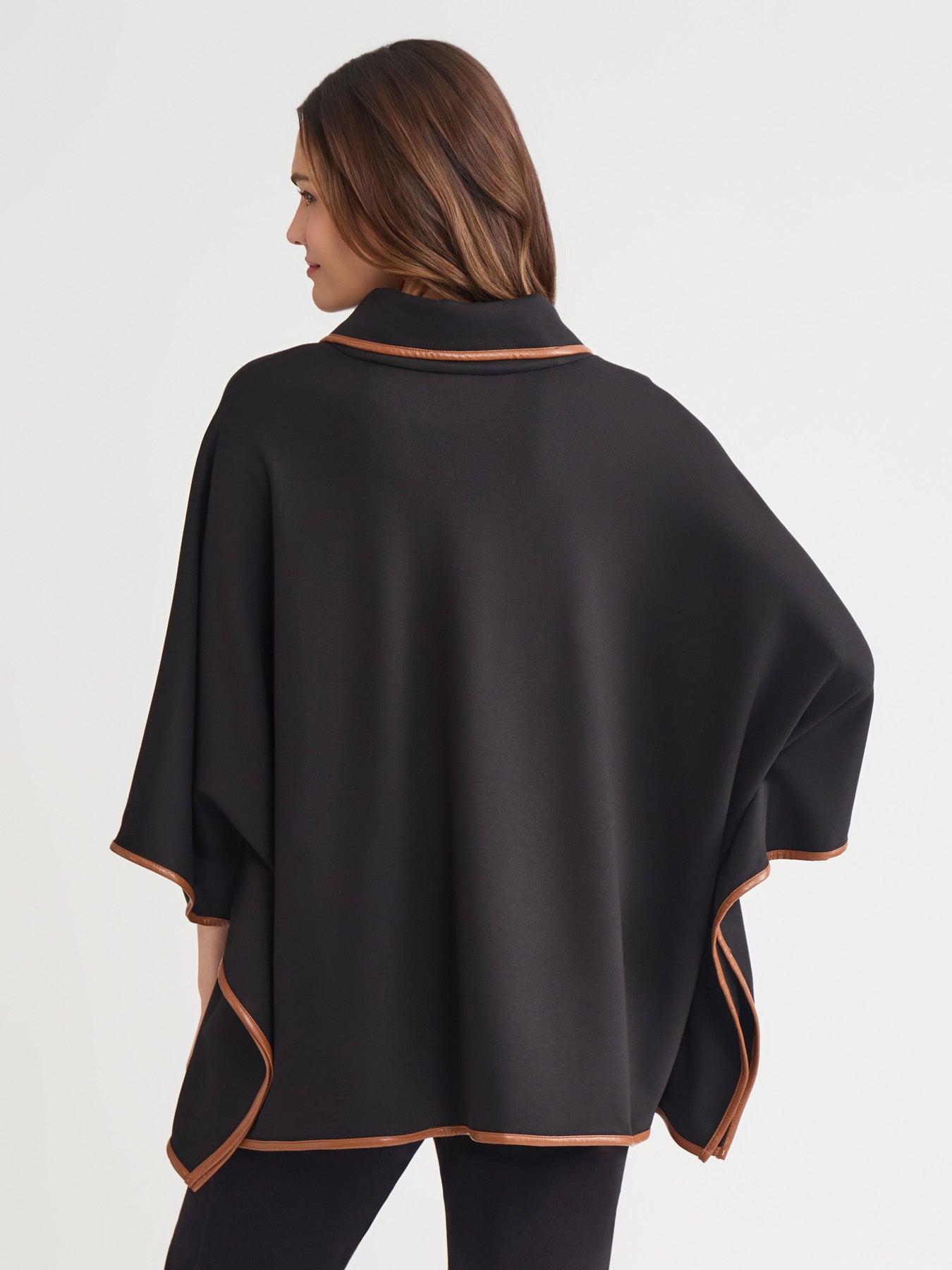 Contrast Trim Poncho