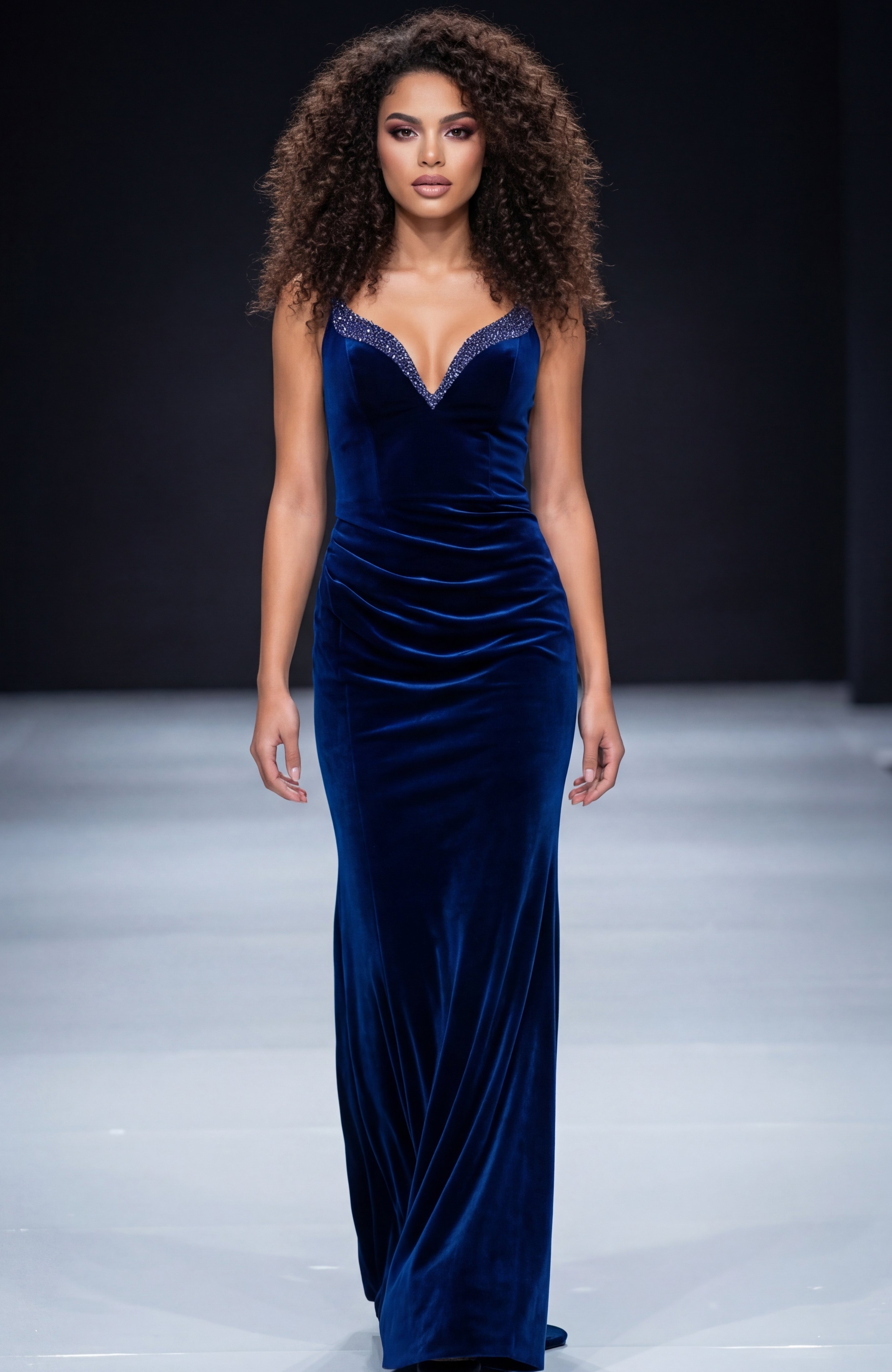 Strapless Velvet Gown with Sweetheart Neckline 45479 | Jovani