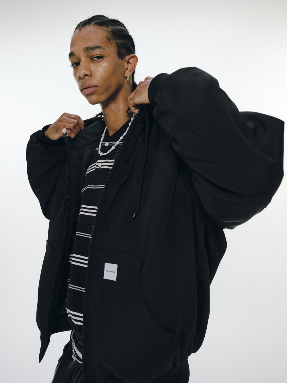 COOTIE PRODUCTIONS/Padded Nylon OX hooded Work Jacket（Black