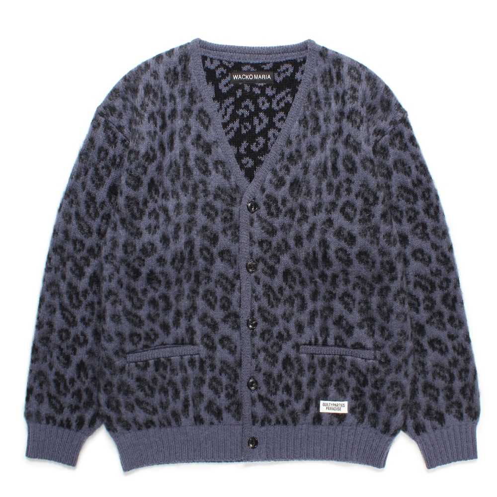WACKO MARIA/LEOPARD HEAVY MOHAIR KNIT CARDIGAN（PURPLE