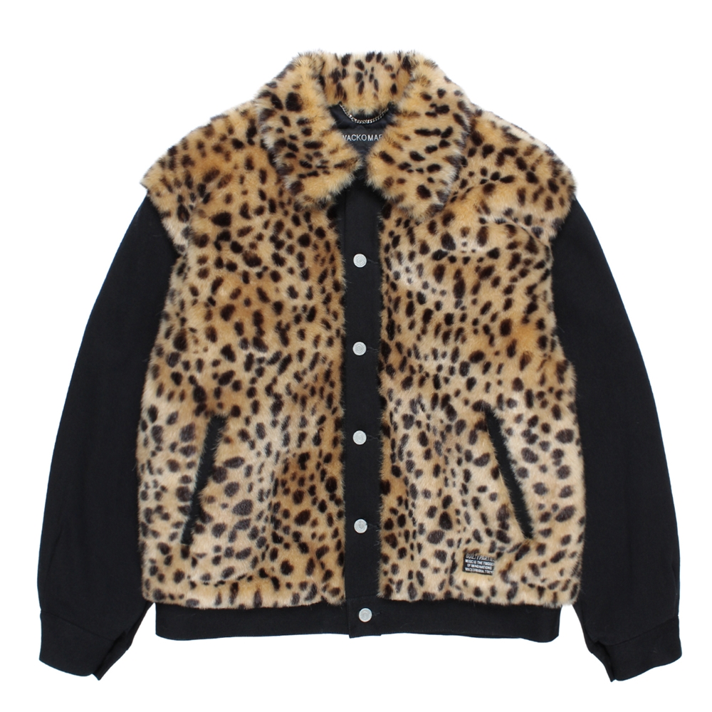 WACKO MARIA/FAUX LEOPARD FUR DENIM GRIZZLY JACKET（BLACK