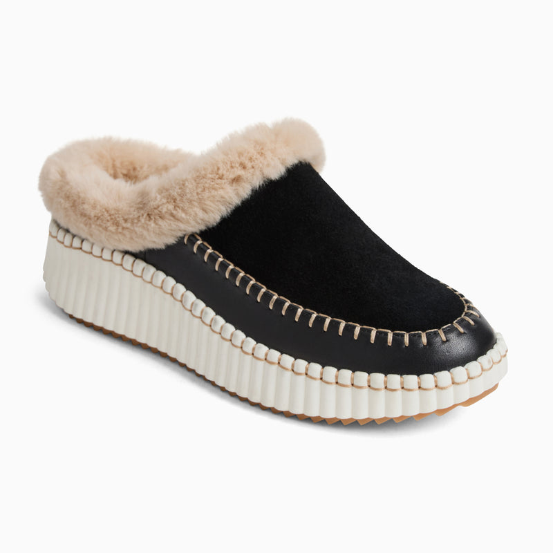 Jack Rogers Jolie Platform Sneaker Clog – Black Suede & Fur Lined
