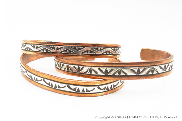 INDIAN JEWELRY ナバホ族|スタンプワーク|カッパー|シルバー|バングル