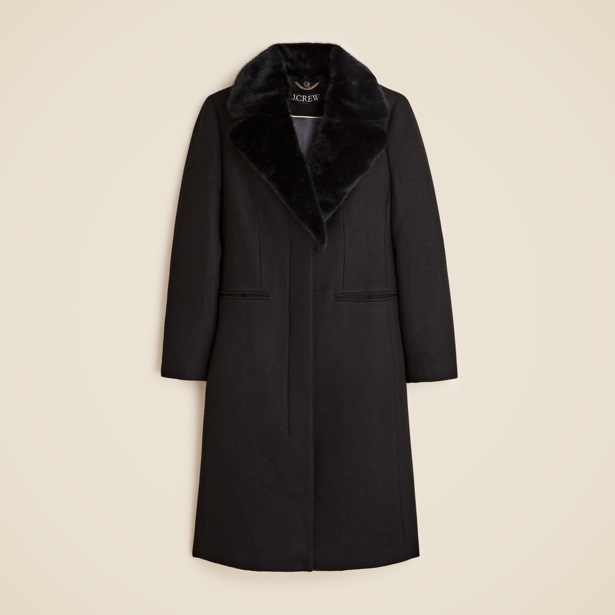 Collection Savoy Faux Fur-trim Topcoat In Italian Wool-blend