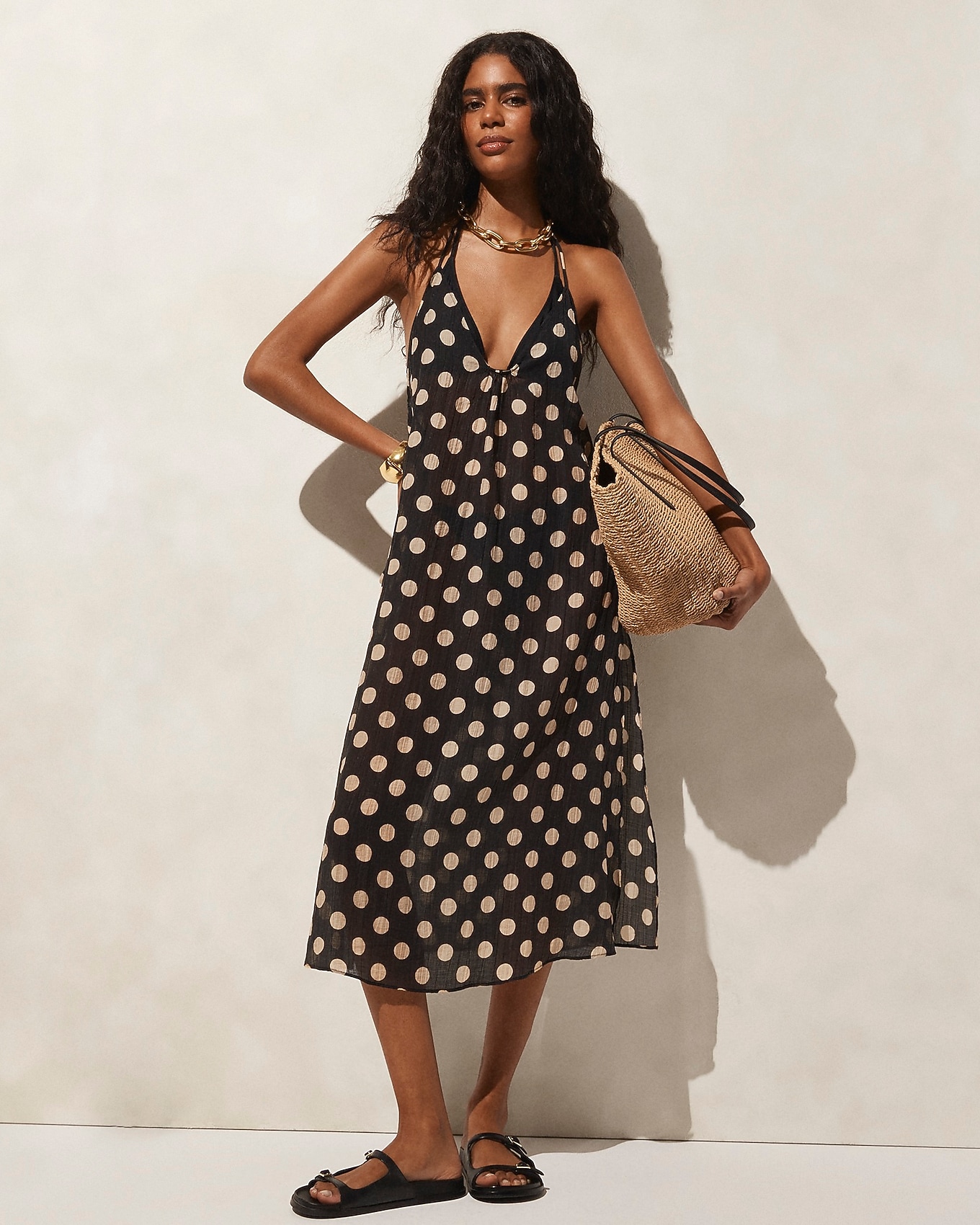 Crinkle Side-tie Dress In Dot Print For Women | J.Crew