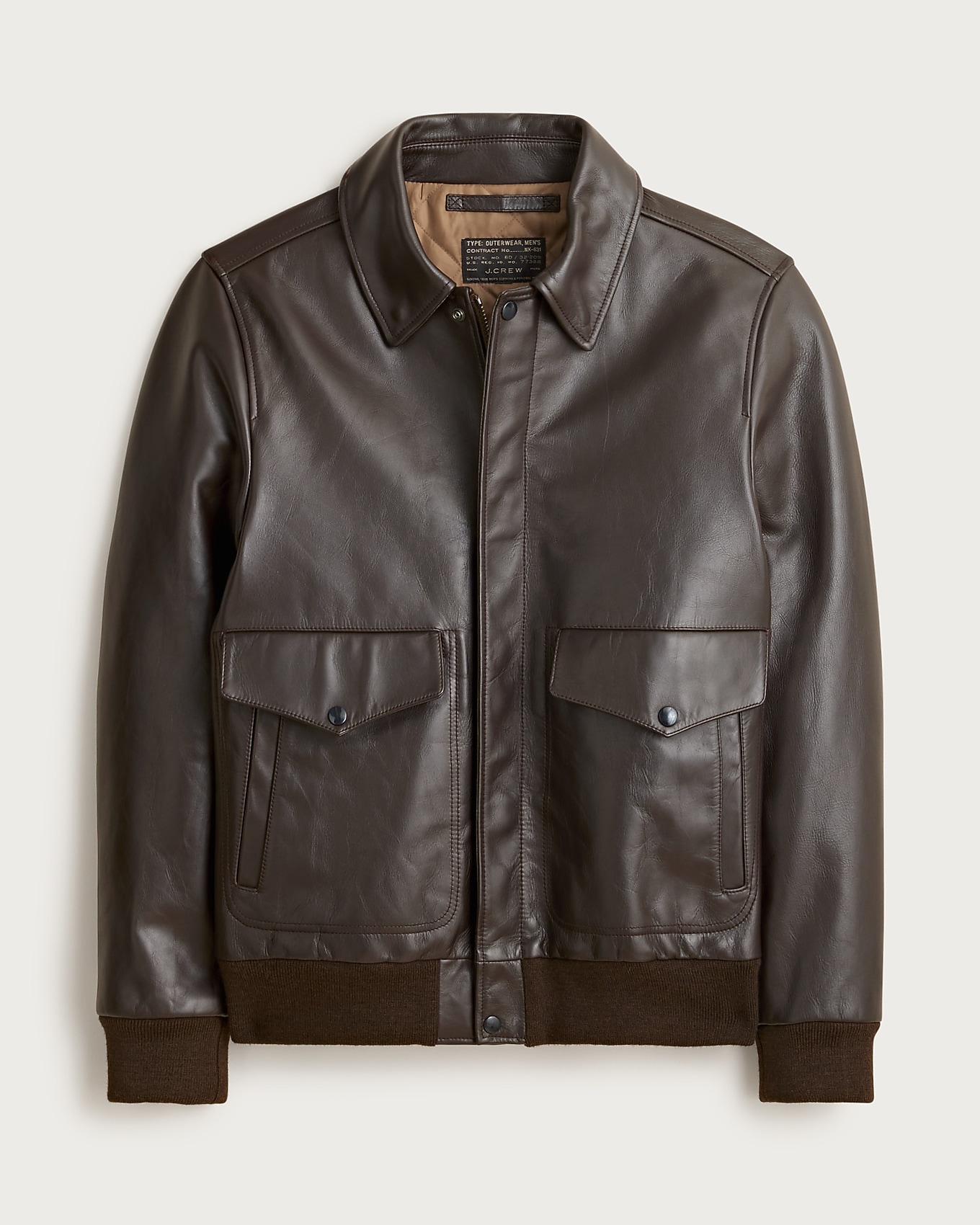 Flight Jacket In Italian Leather For Men | J.Crew