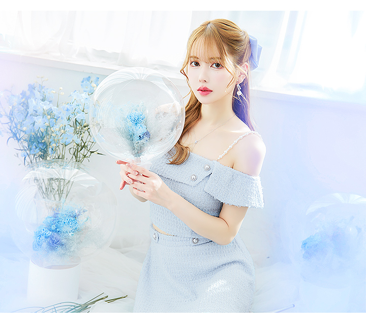 送料無料！】キャミツイードセットアップ/オフショルダー/パール紐